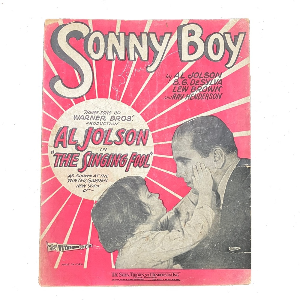 Sheet Music - Sonny Boy - Al Jolson - 1927